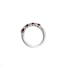 18K White Gold Alternating Ruby & Diamond Ring Size 6.5