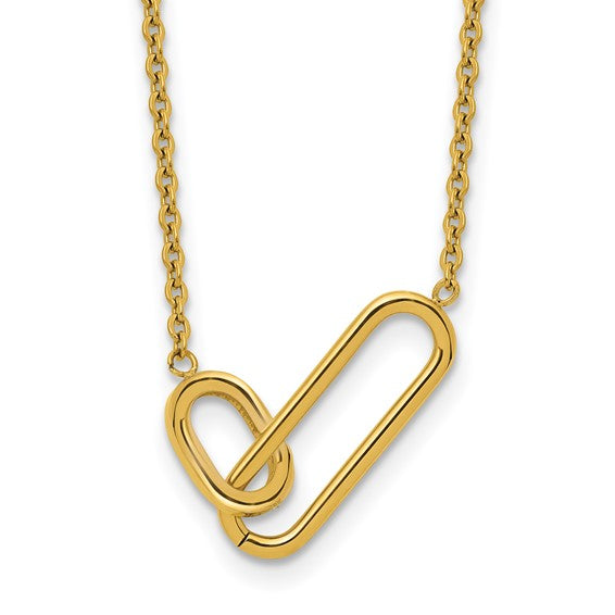 Stainless Steel Yellow Plated Intertwined Link Necklace
