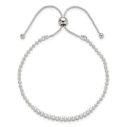 Sterling Silver Polished CZ Adjustable Bracelet
