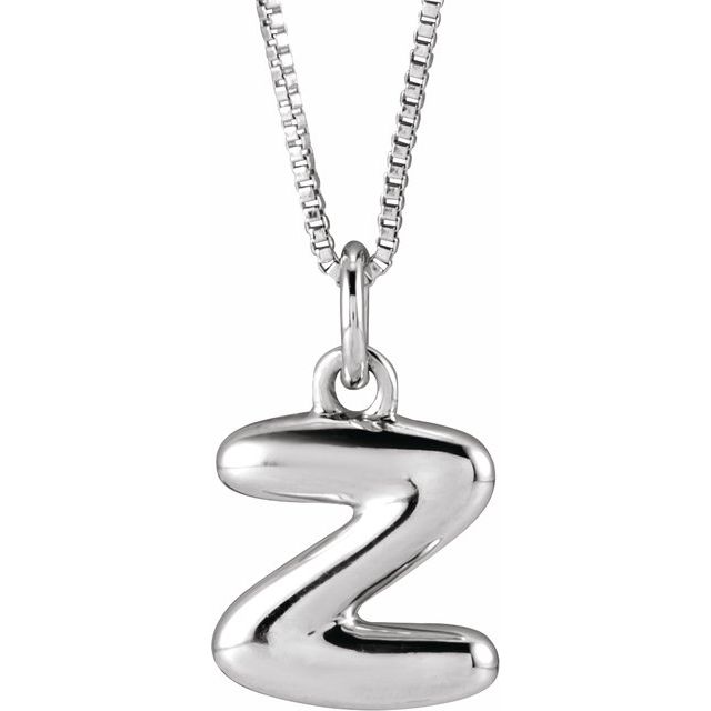 Sterling Silver Initial Bubble 18 Inch Necklace