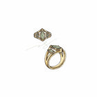 Custom 14K Yellow Gold Shield and Marquise Green Sapphire Ring