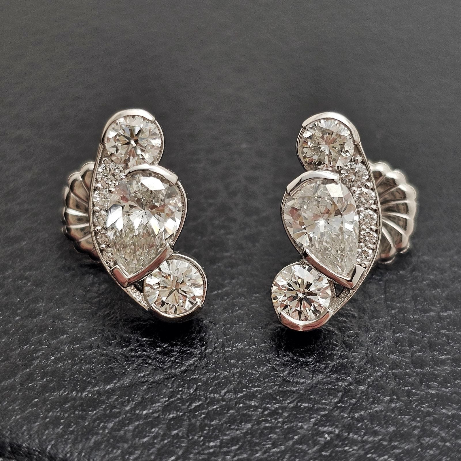 Custom 14K White Gold Diamond Earring Mounts