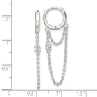 Sterling Silver CZ Dangling Chain Round Hinged Hoop Earrings