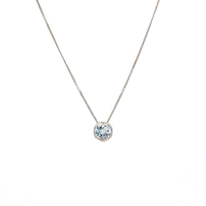 10K White 5mm Aquamarine Necklace
