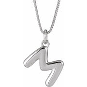 Sterling Silver Initial Bubble 18 Inch Necklace