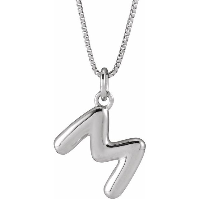 Sterling Silver Initial Bubble 18 Inch Necklace