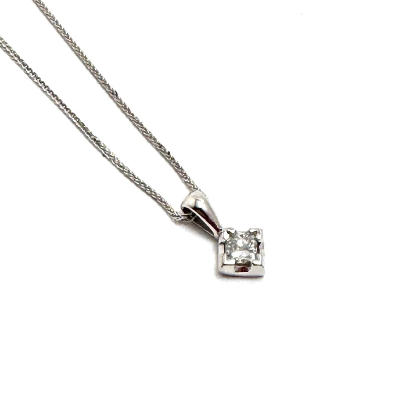 14K White Gold Diamond Pendant & Chain 18-Inch