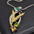 Custom 18K Two-Tone Multi-Gemstone Family Pendant