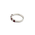 18K White Gold Alternating Ruby & Diamond Ring Size 6.5