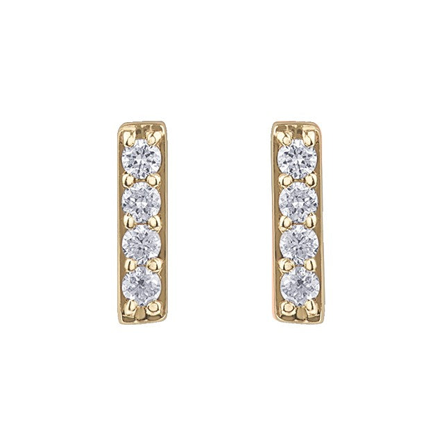 10K Yellow Diamond Bar Stud Earrings