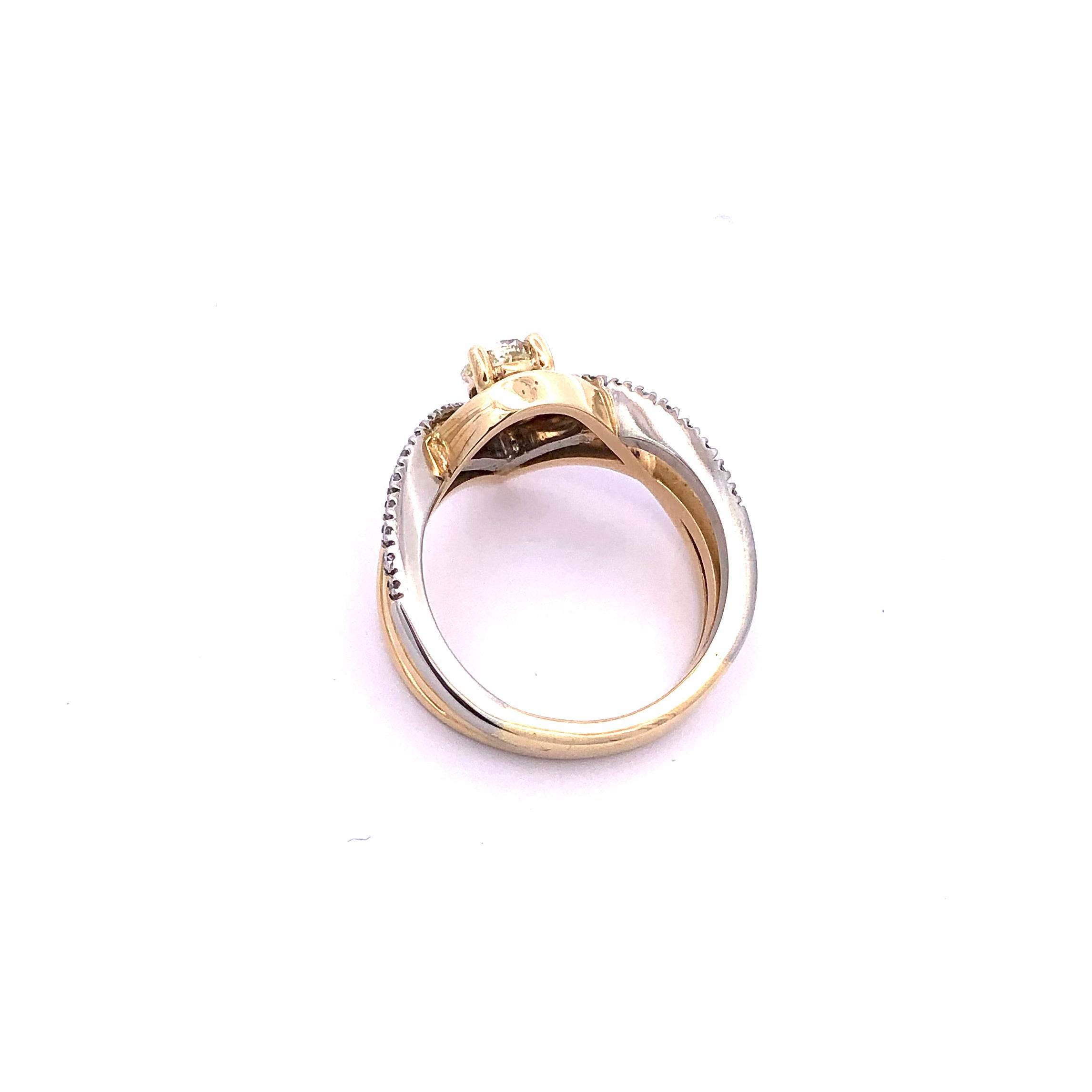 14K Y&W 0.71ct Yellow Pear-Shaped Diamond Anniversary Ring