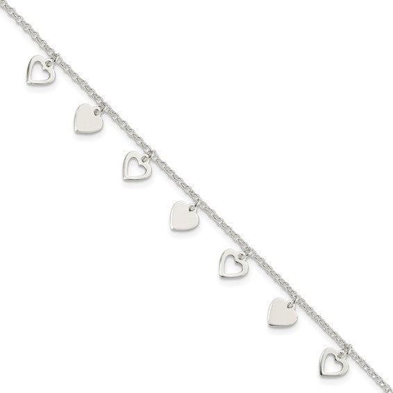 Sterling Silver Hearts Bracelet
