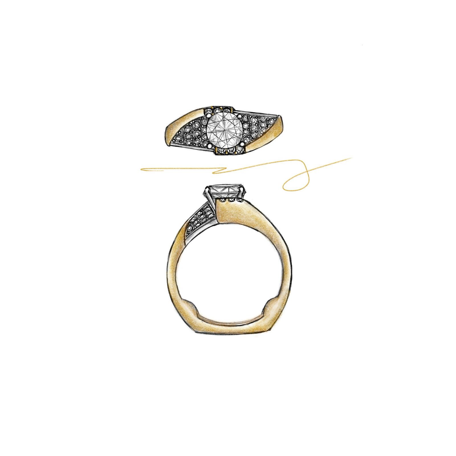 Custom 14K Two-Tone 1.70ct Diamond and Heirloom Gem Ring