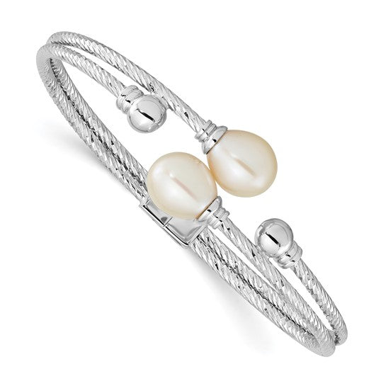 Silver and Freshwater Pearl Bangle