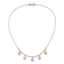 Sterling Silver Enameled Flowers Children's Necklace