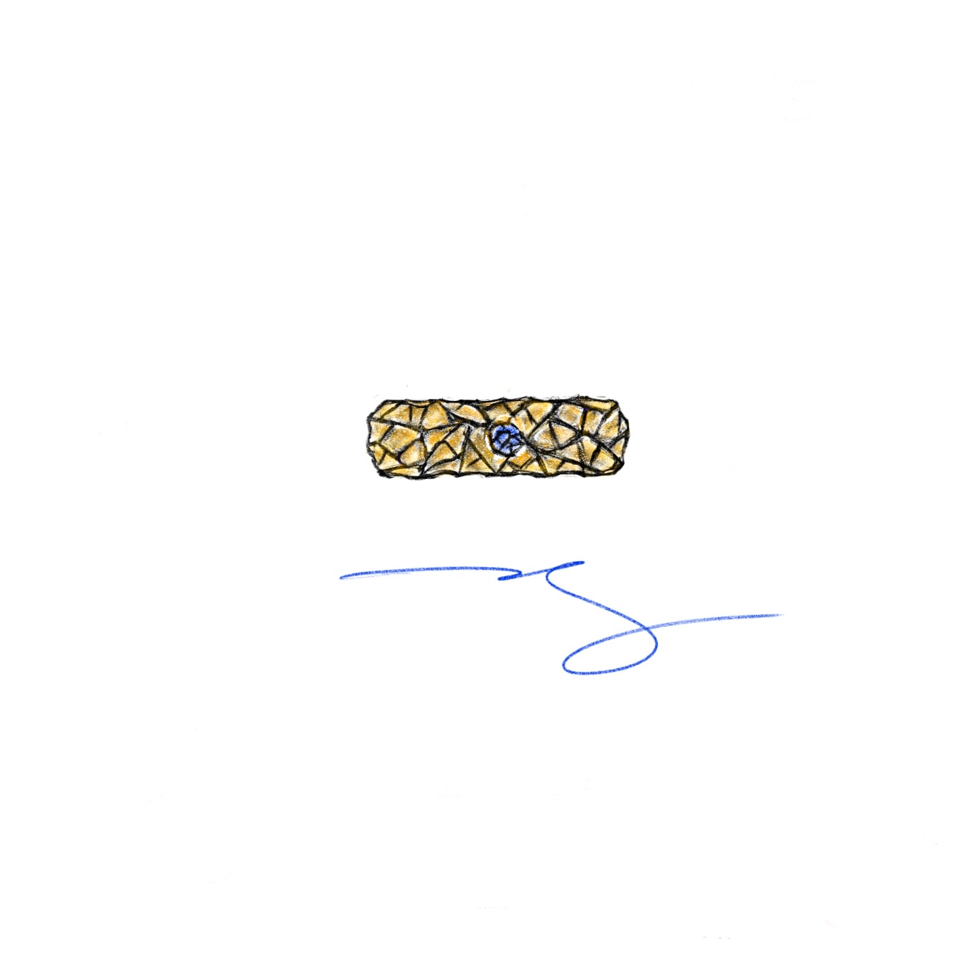 Custom 14K Yellow Gold Textured Band with 3mm Sapphire