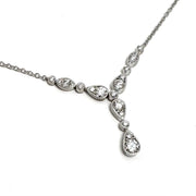 18K White Gold Diamond Bar Necklace 16-Inch