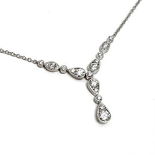 18K White Gold Diamond Bar Necklace 16-Inch