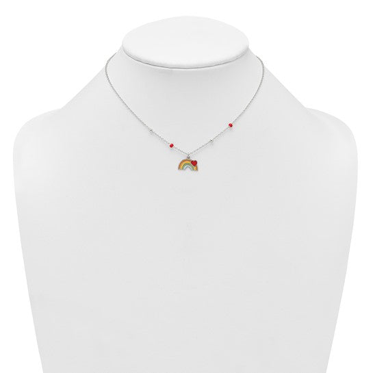 Sterling Silver Heart on Rainbow Childrens Necklace
