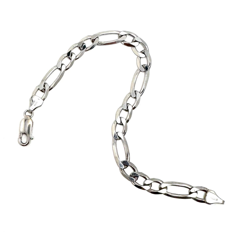 10K White Gold 7.25" Figaro Bracelet