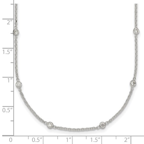 Silver 16.5" 6 Station CZ Necklace