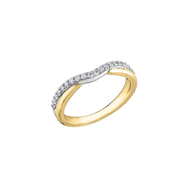 14K Two-Tone Curved Diamond Band