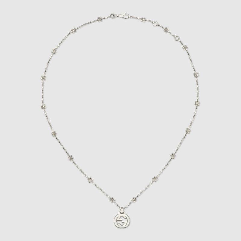 Gucci Interlocking G Necklace In Silver 15.5''