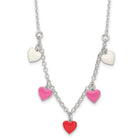 Silver Enameled Hearts Children's 14" Necklace