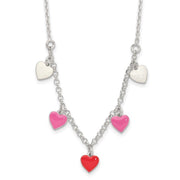 Silver Enameled Hearts Children's 14" Necklace