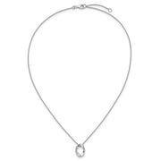Silver 16.5" Oval Brush/Polish Necklace