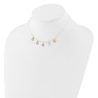 Sterling Silver Enameled Flowers Children's Necklace
