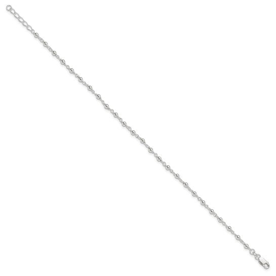Sterling Silver Beaded Anklet