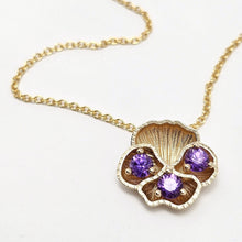 Custom 14K Yellow Gold Flower Pendant with Purple Amethyst