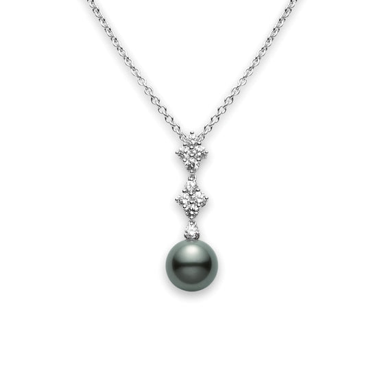 Mikimoto 18KW Black South Sea Pearl Necklace with Diamonds