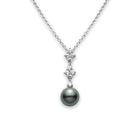 Mikimoto 18KW Black South Sea Pearl Necklace with Diamonds