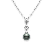 Mikimoto 18KW Black South Sea Pearl Necklace with Diamonds