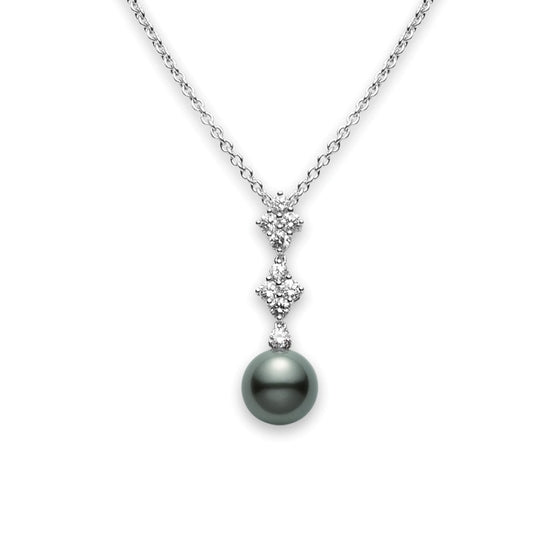 Mikimoto 18KW Black South Sea Pearl Necklace with Diamonds