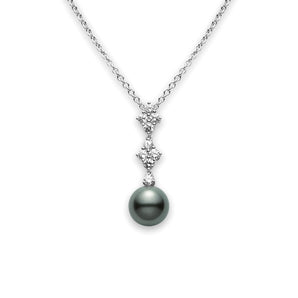 Mikimoto 18KW Black South Sea Pearl Necklace with Diamonds