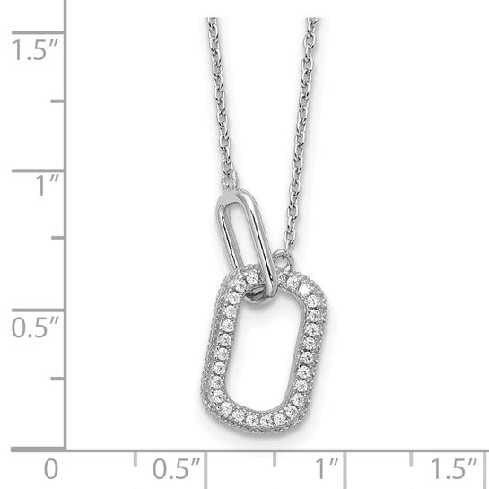 Sterling Silver Brilliant-Cut CZ Oval Links Necklace