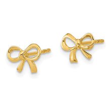 14K Yellow Gold Petite Bow Stud Earrings, 8x6mm