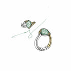 Custom Platinum Moss Agate Bypass Ring with 18K Gold Leaves
