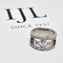 Custom Platinum Wide Band with Marquise Rhodolite Garnet