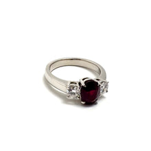 18K White Gold Oval Ruby & Diamond Ring Size 6