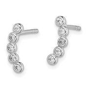 Sterling Silver Five CZ Curved Post Earrings