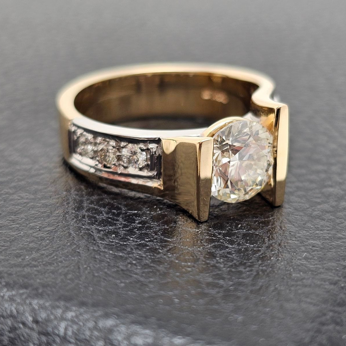 Custom 14K 1.80ct Two-Tone Wide Diamond Ring
