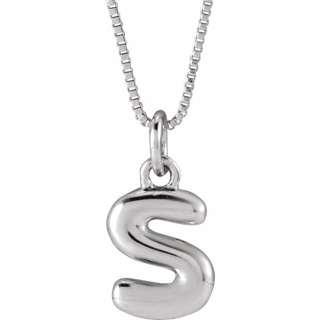 Sterling Silver Initial Bubble 18 Inch Necklace