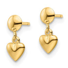 10KY Polished Heart Dangle Earrings