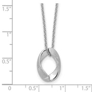 Silver 16.5" Oval Brush/Polish Necklace