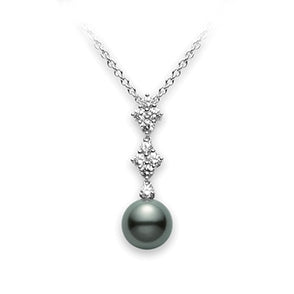 Mikimoto 18KW Black South Sea Pearl Necklace with Diamonds| IJL