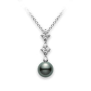 Mikimoto 18KW Black South Sea Pearl Necklace with Diamonds